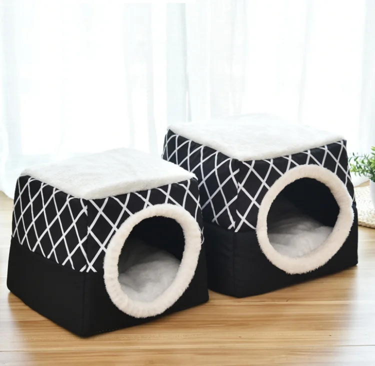 

Factory Direct Soft Plush Covered Crate Foldable Nest Cute Pet Cat Cave Bed Pet Tent House, Picture