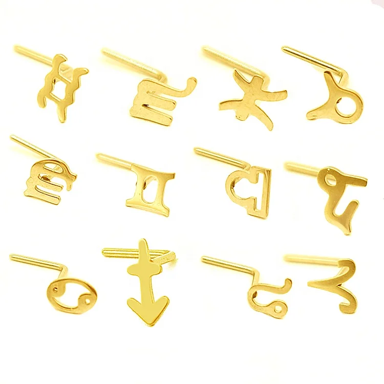 

Gaby New hot sale design zodiac nose studs whole stainless steel nose pin piercing body jewelry