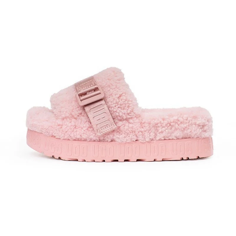 

2021 New OEM&ODM comfort fluffy slippers flat plush real fur open toe p real fashion fur slipper sandals women uggging slippers, Black/green/white/pink