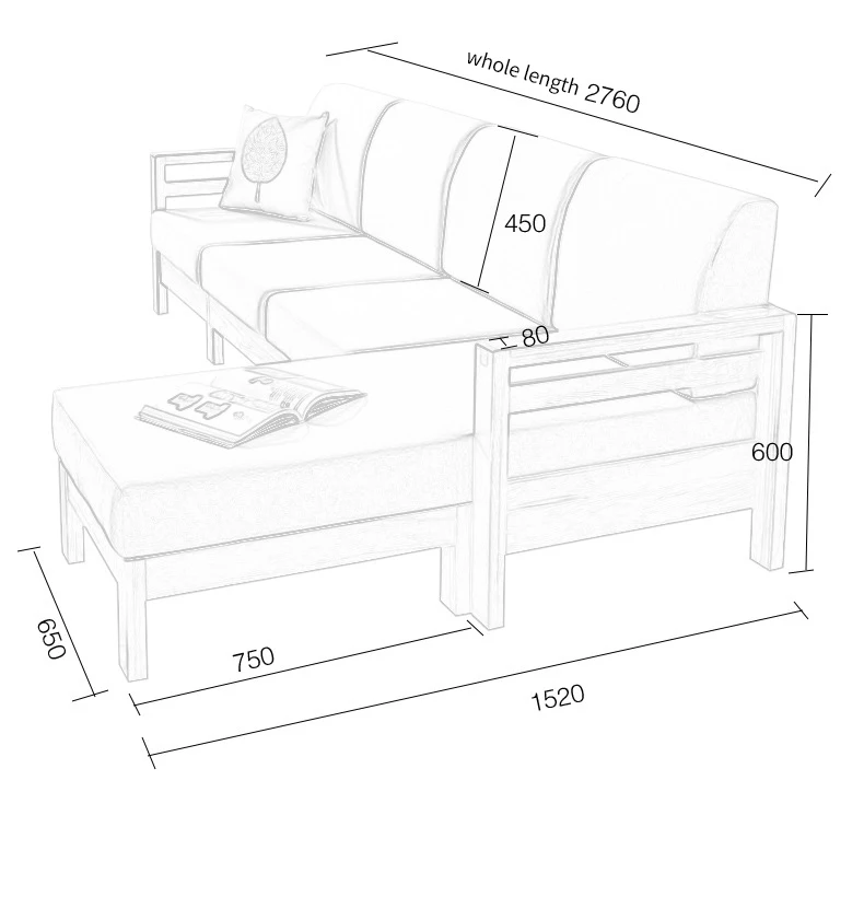 product-BoomDear Wood-Modern simple 4 seats fabric chaise longue sofa with single sofa-img-1