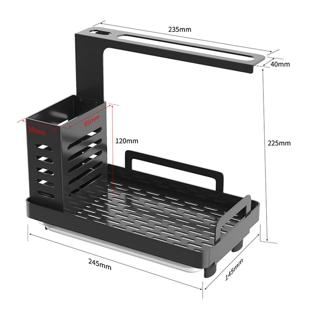 

Kitchen Sink Caddy Organizer Stainless Steel Sponge Soap Brush Holder with Drain Pan Premium Kitchen Drying Rack Organizer