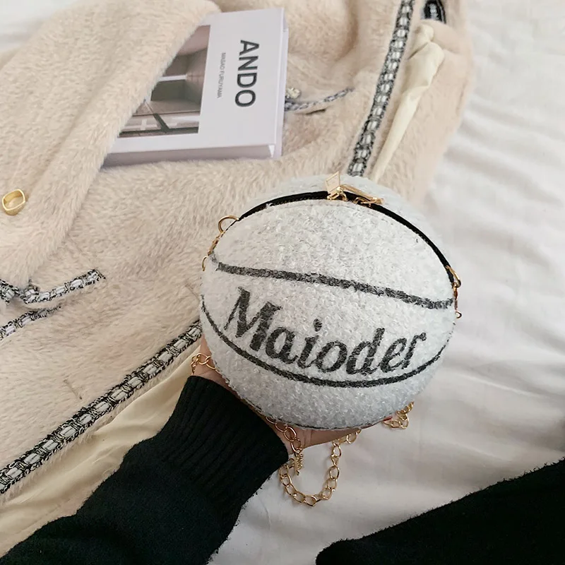 

New Arrival Mini Crossbody Women Shoulder Bag Plush Basketball Bag
