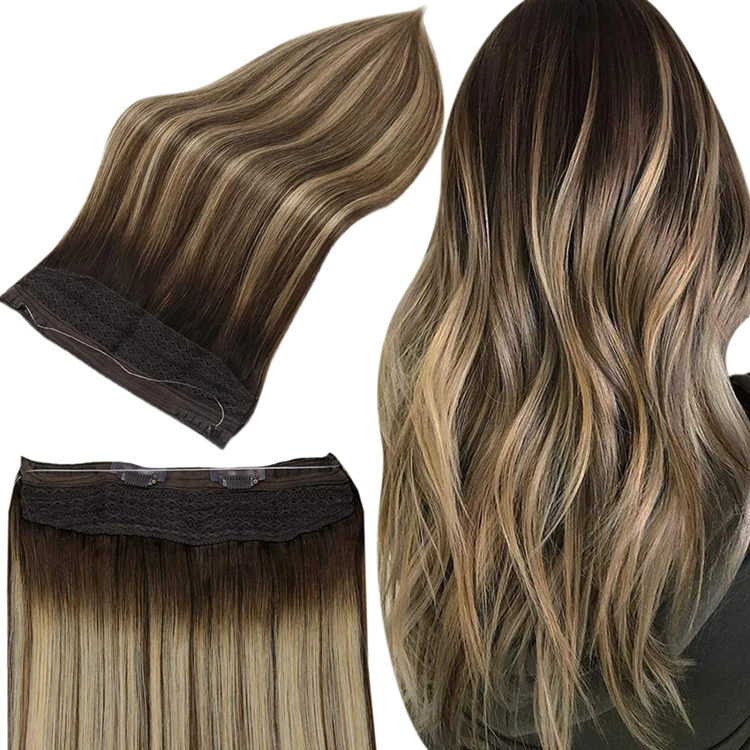 

Full Shine Hot Sale Halo Hair Extensions Human Hair Balayage #2/3/27 Remy Extensions Halo Hair