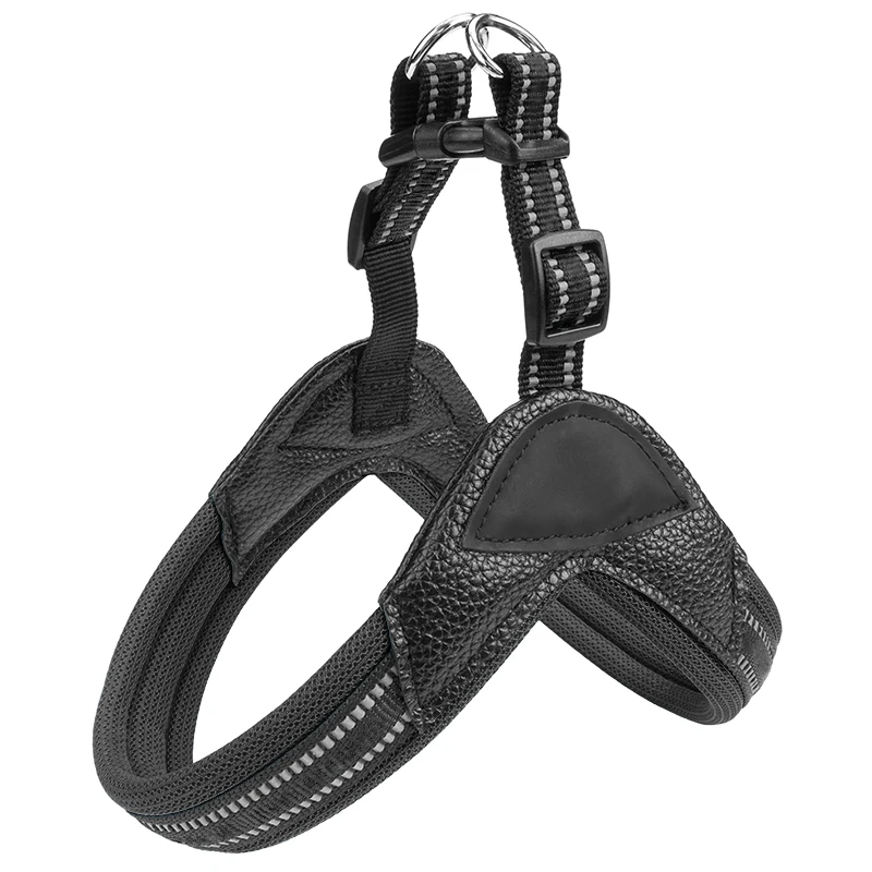 

Adjustable Custom Pink Big Anti No Pull Nylon Black Cushion 1 Pc Mesh Comfortable Leather Dog Harness, Blue, black, red, green or customized color