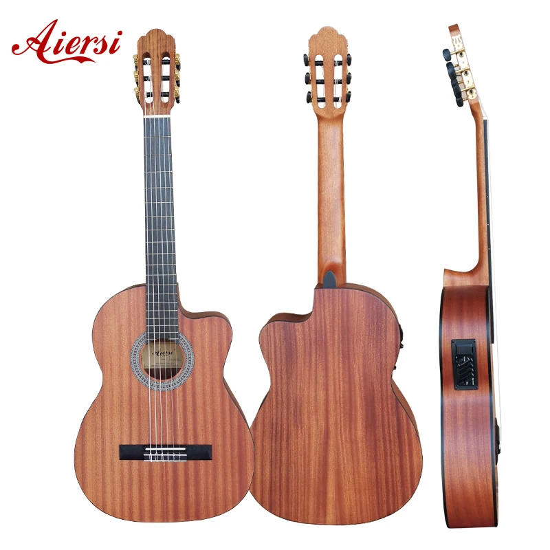 Cheap Price High Quality Aiersi Handmade  Cutaway Electric Classical Guitar With 4-band Pickup Spanish Style