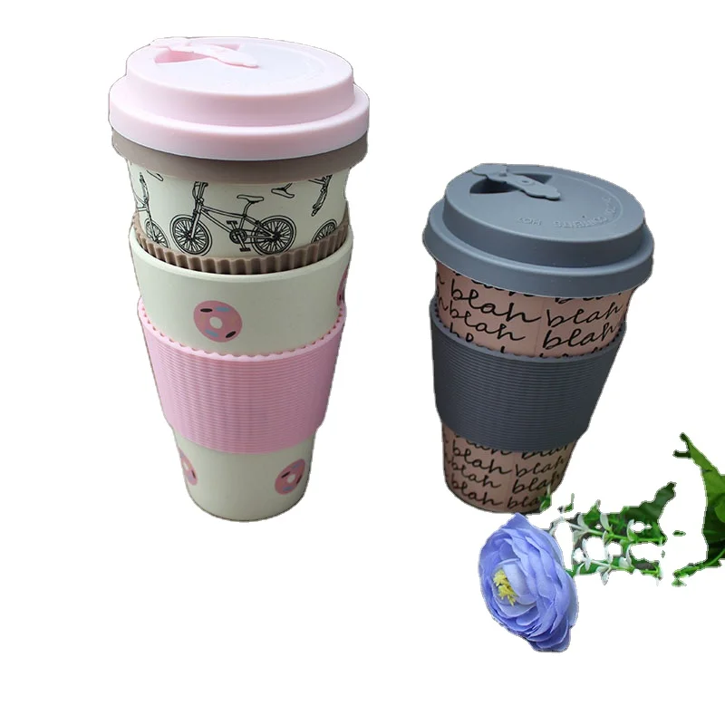 

Amazon popular customized reusable coffee mug biodegradable eco bamboo fiber coffee cup mug travel mug with lid, As picture