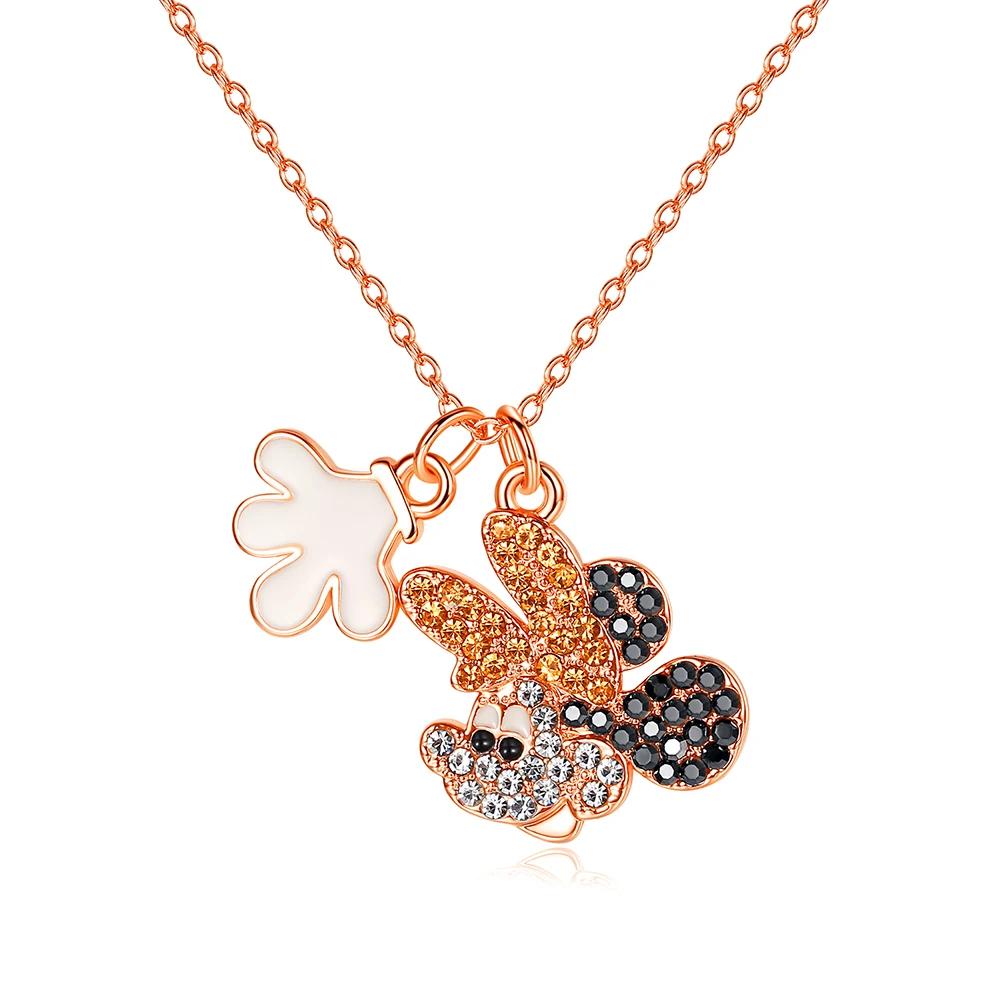 

Full Crystal Mickey Necklace Plated 18K Rose Gold Heart Shaped Mickey Mouse Pendant Necklace
