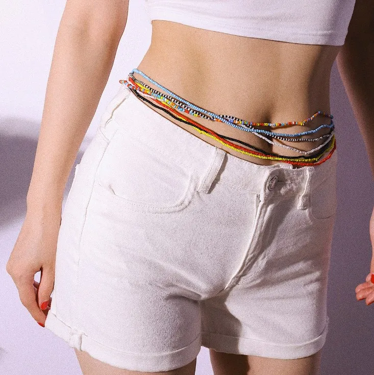 

85cm Bohemian Rainbow Handmade Beads Waist Chain For Women body Jewelry
