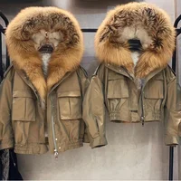 

Winter Jacket Women 2019 Mid Length Fur Parka Big Natural Red Fox Fur Collar Hooded Lamb Fur Lined Coat Female Warm Snow Coats