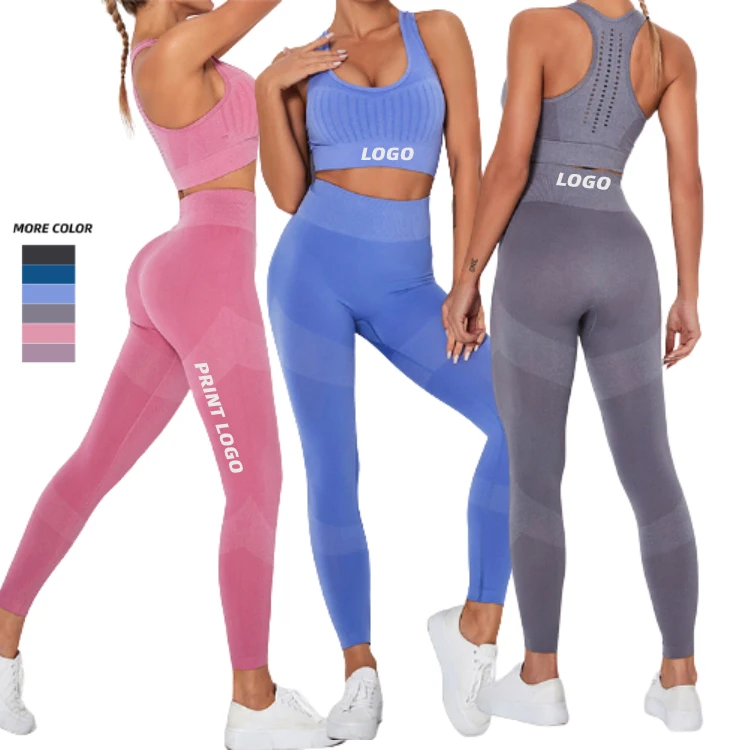 

New Arrival Custom Logo High Waist Seamless Two Piece Activewear Women Yoga Fitness Sets, As picture,can be change