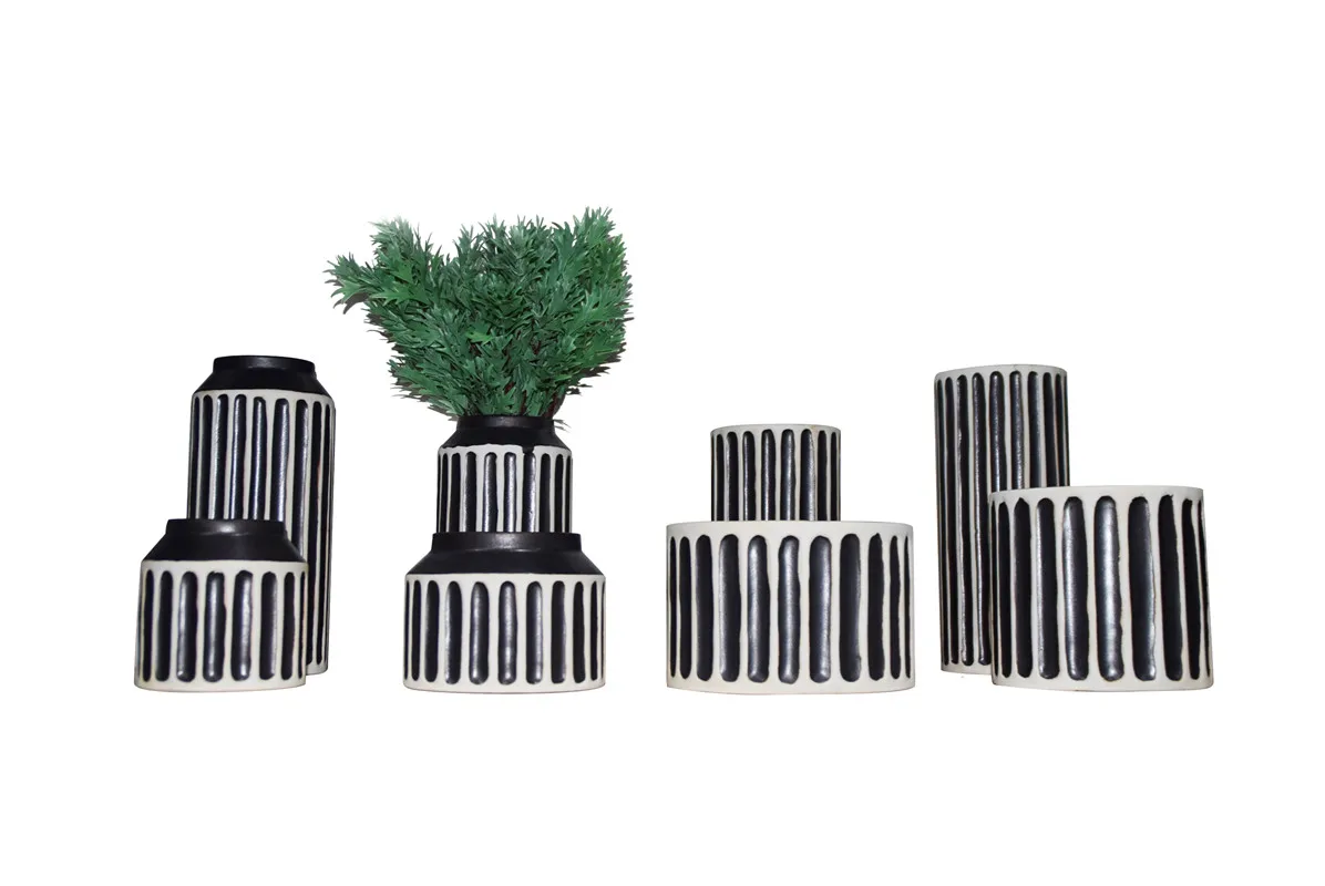 Stripes Ceramic Vases and Pots Home Decoration Wholesales