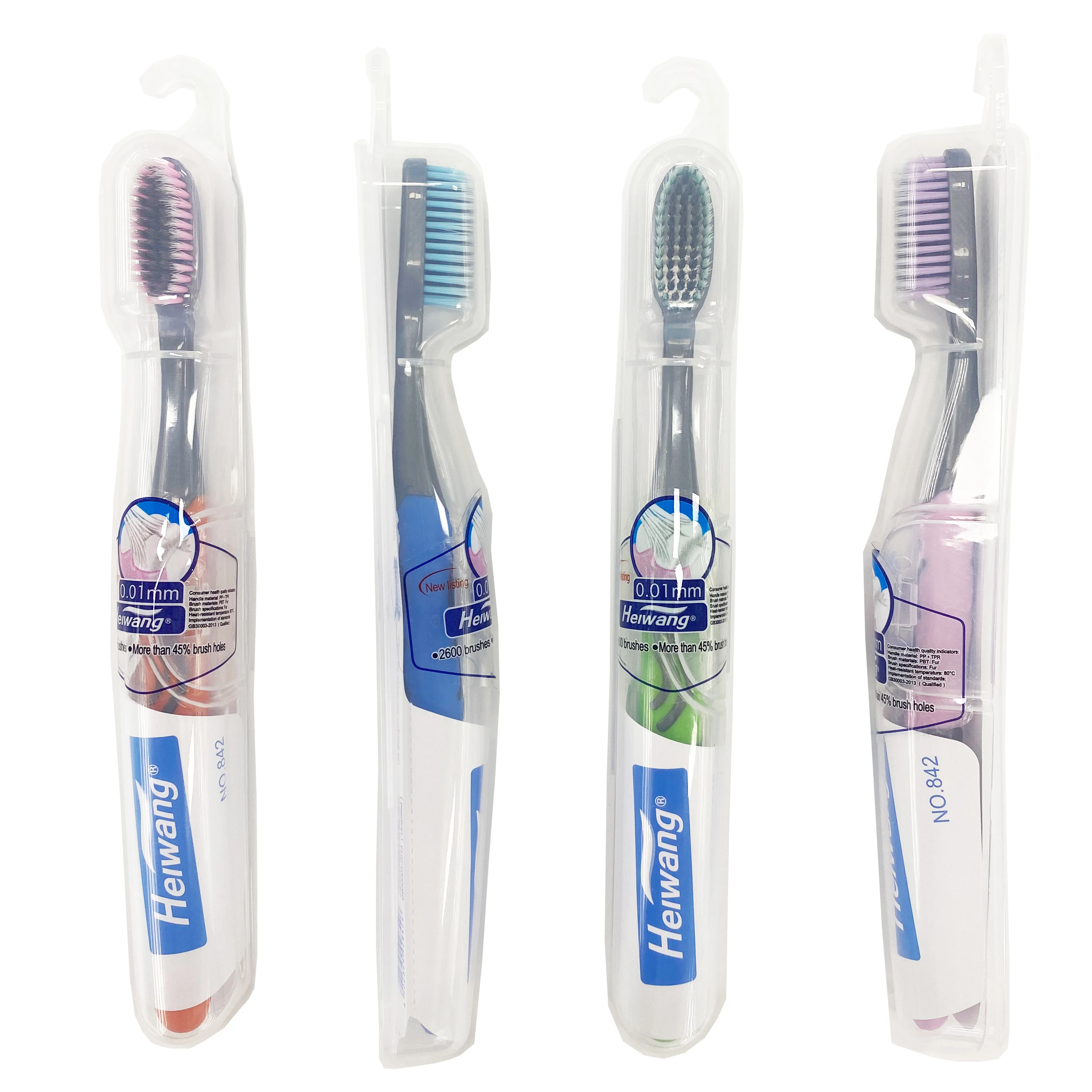 

Factory soft bristles plastic adult toothbrush with travel case packing, Could be customized