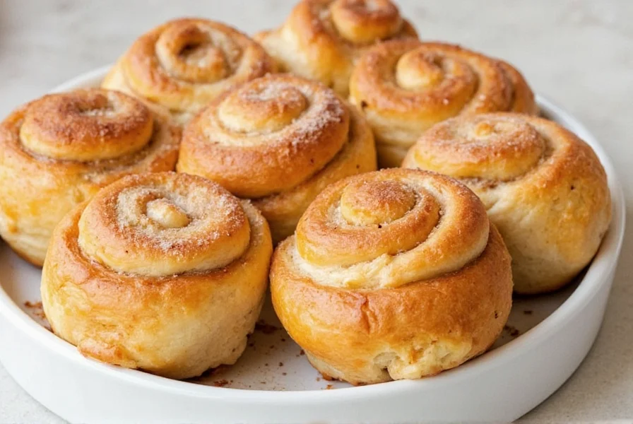 Step-by-step preparation of crescent cinnamon rolls showing unrolled dough, filling application, and rolling technique