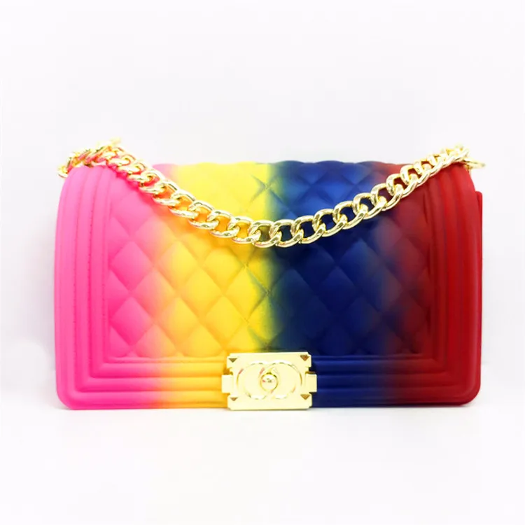 

RTS20007- Wholesale 2020 PVC handbag rainbow shoulder bag handbag for women, Red color, various colors available