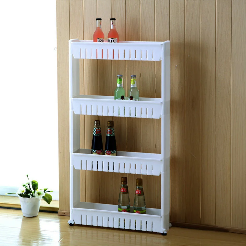 

Narrow Home Organizer Rack 4 Tiers Slim Home Garden Cube Storage Rack Kitchen Bathroom Cart Tower Shelves Holder with Wheels, Customized color
