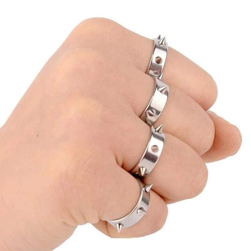 

Self-defense stainless steel ring punk style men's and women's thorn jewelry