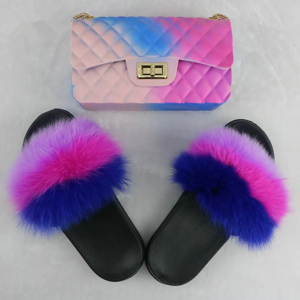 

New Hot Sell Indoor Fur House Slippers For Women Fashion Designer Fur Slides Customizable Logo And Size, Mix color