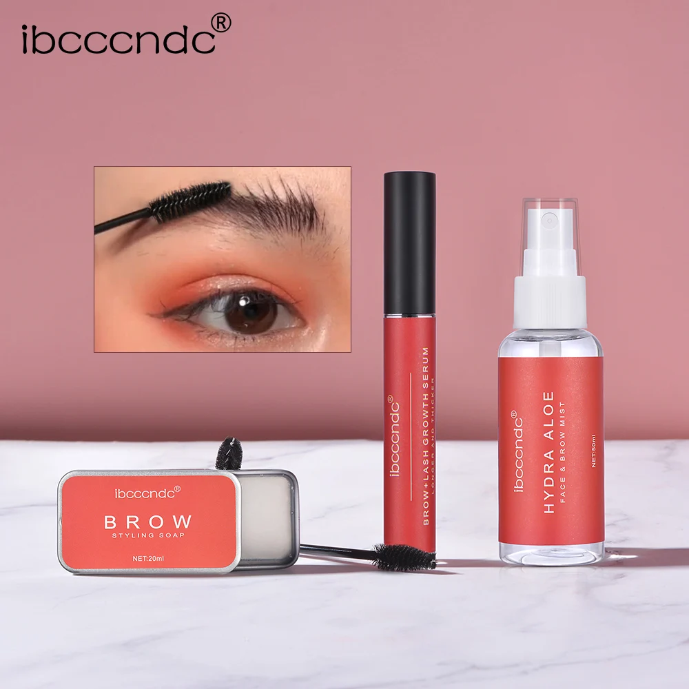 

Ibcccndc Long Lasting Waterproof 3D Feathery Eyebrows Soap Kit with Aloe Mist Brow eyelash Growth Serum, Transparent