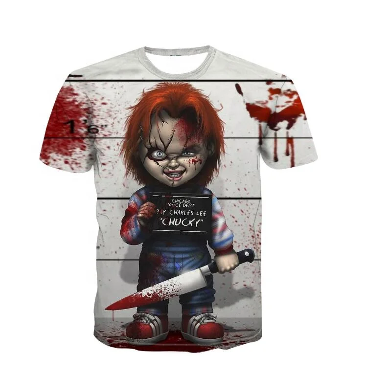 

3D Casual Loose Ghost doll Man T shirt Short Cartoon Tees