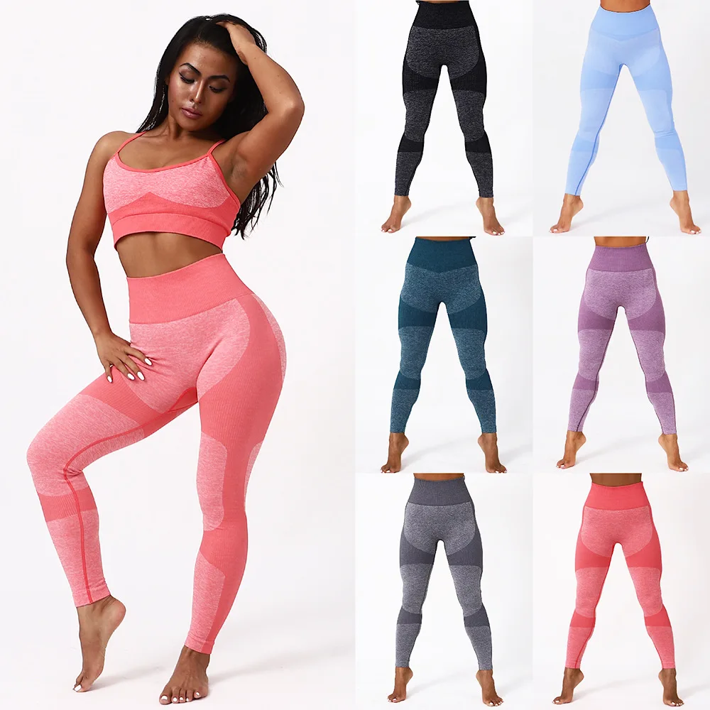 

Women Gym Fitness Pant Trackpant Summer Yoga Pant Sports Running Seamless Leggings, Yellow, purple, gray, green, black, brown, watermelon red, blue
