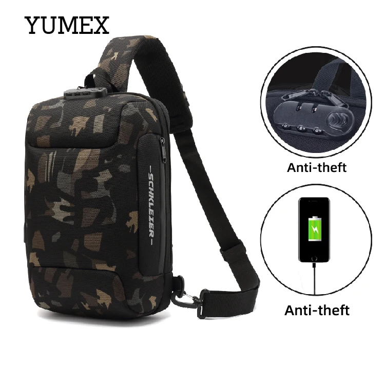 

Amazon top seller 2021 Anti-theft usb charging large crossbody sling bag for men