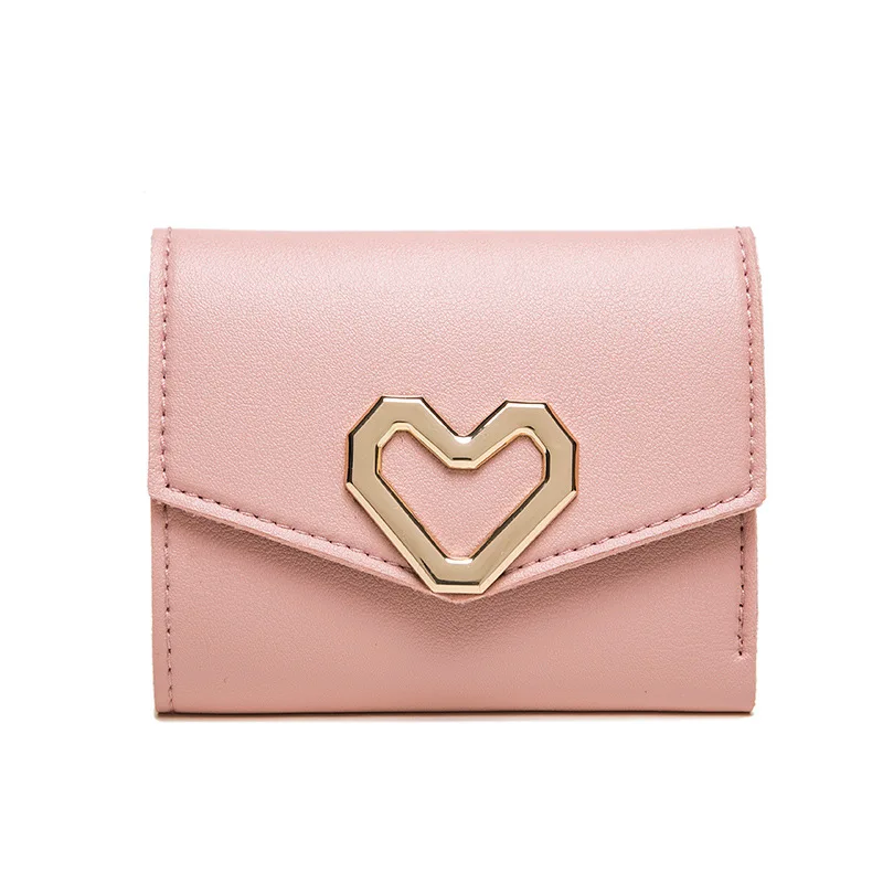 

short fashion wallet for women with a simple square three-fold small heart-shaped wallet for women, Customizable