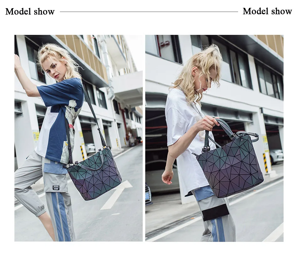 2020 3 sets pu luminous ladies shoulder travel bags women handbags