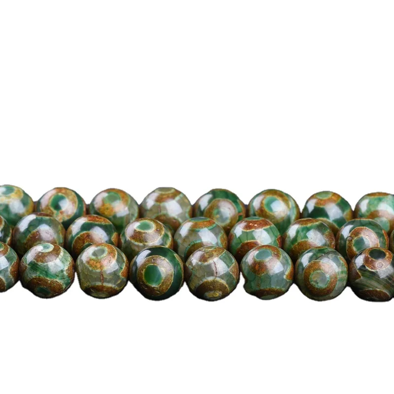 

Wholesale Loose Tibet Three Eye Tri-eye Dzi Tibetan Green Agate Beads