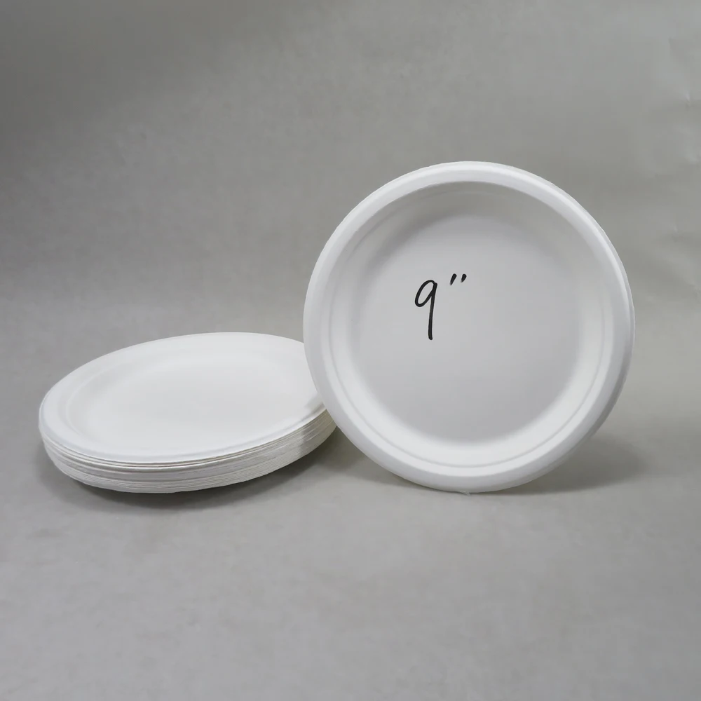 

Disposable Sugar Cane Paper Plate Bagasse Fiber Ellipse Dry Fruit Dinner Party Plate Dish Hold Food 3 Compartment Round,round
