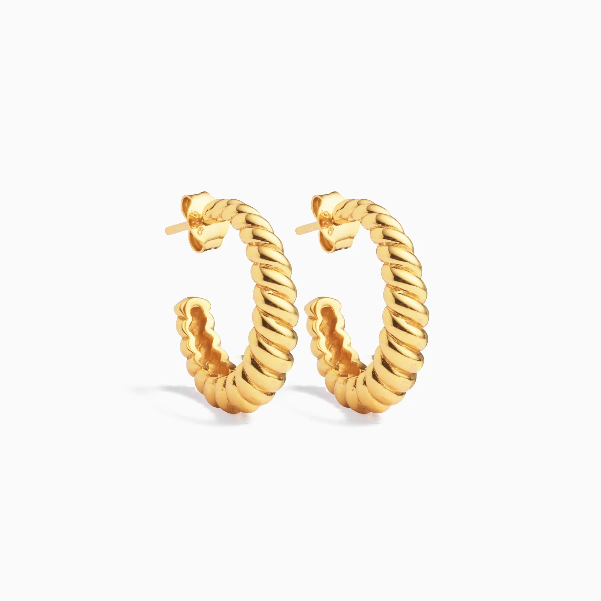 

2021 new trend 14k women's jewelry S925 sterling silver 18k gold plated big Croissant hoops earrings