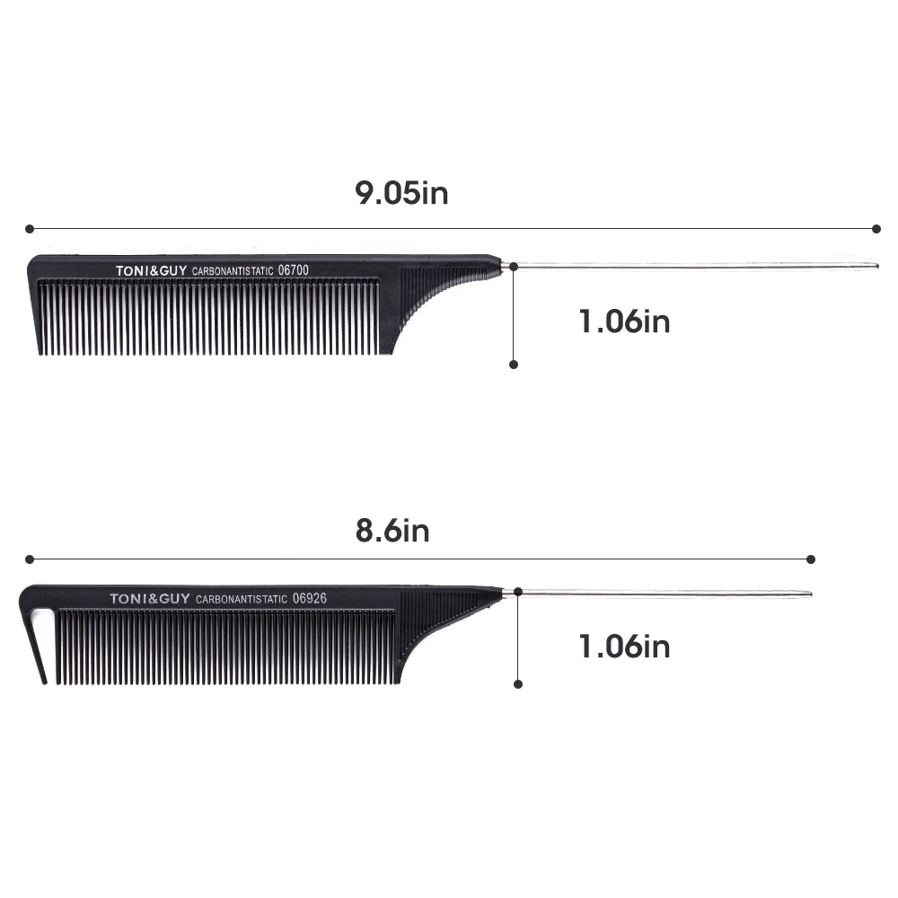 

AliLeader Hot Selling Heat Resistance Salon Pin Tail Barber Comb Carbon Anti-static Parting Comb Rat Tail Comb, Black