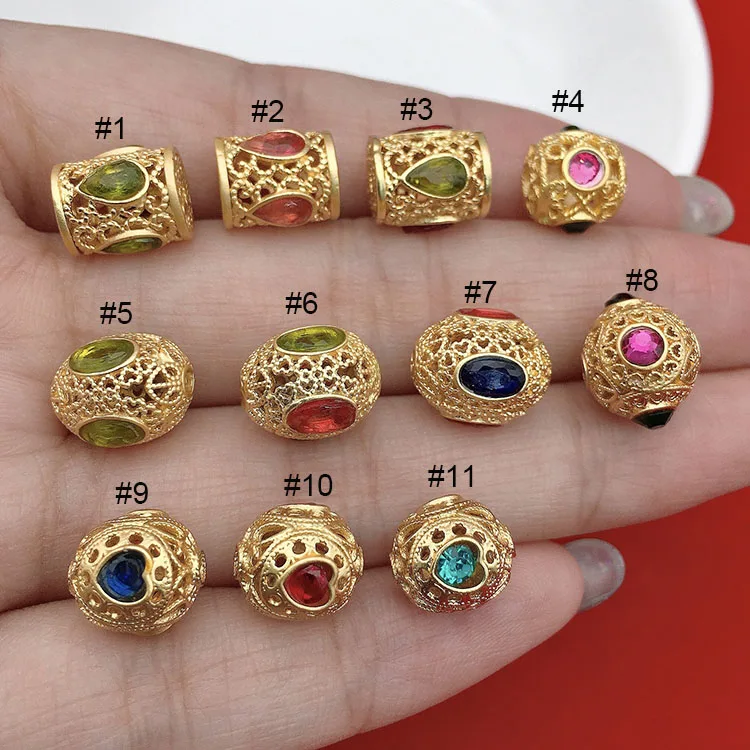 

JF8751 Matte Gold Plated Crystal Nepal Nepalese Style Brass Drum Beads Nepal Tibetan Ethnic Tribal Beads for Jewelry Making