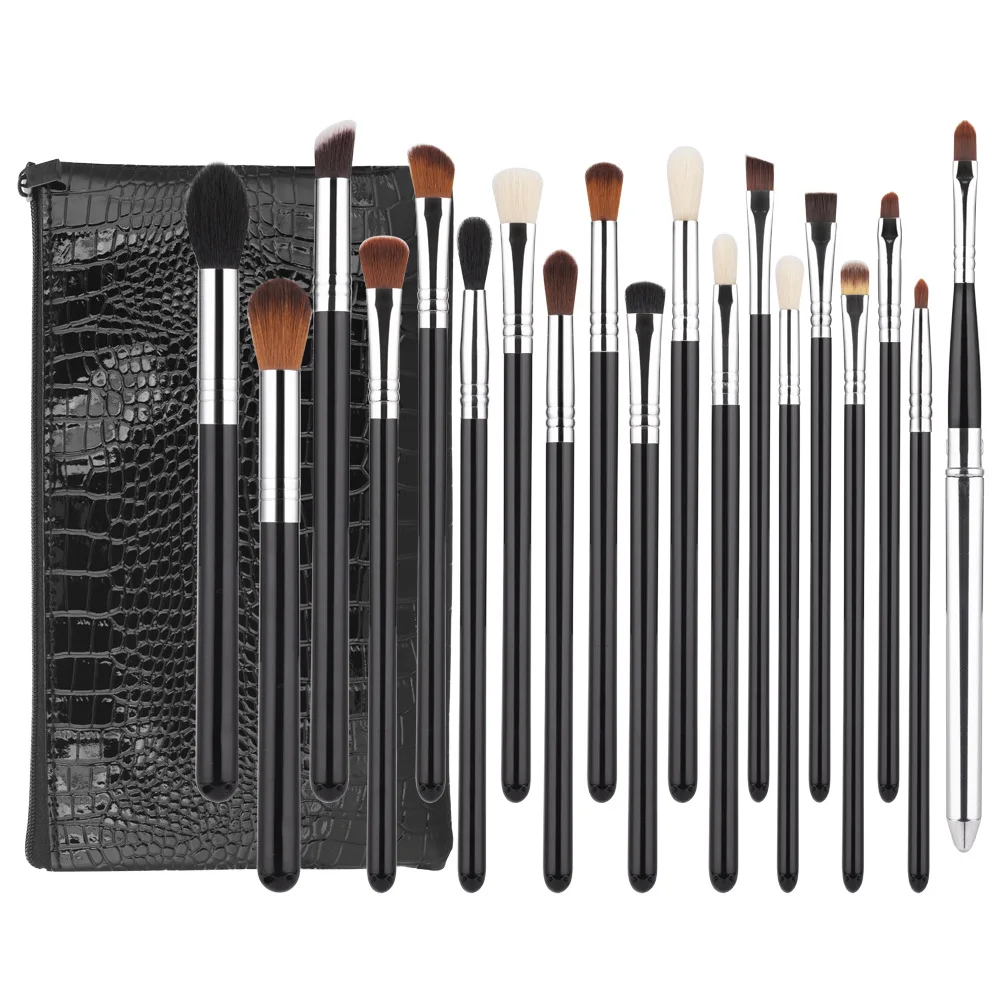 

Private lable 19pcs black synthetic hair makeup brushes professional eye custom logo makeup brushes