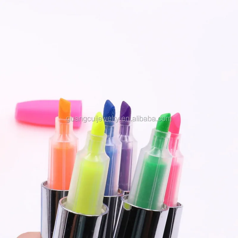 
GCK17-547 Yiwu Guangcui Wholesale custom logo printed lipstick marker highlighter pen 