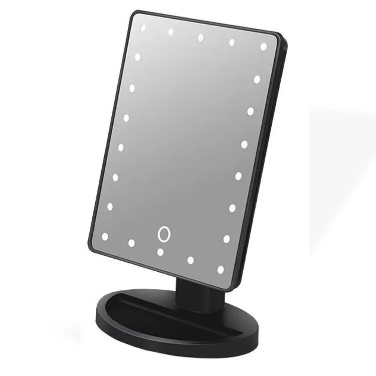 

22 LED lights and touch screen dimming natural daylight make-up mirror, detachable make-up mirror, dual power supply, White black