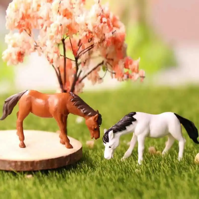 

RTS Wholesale cute fairy garden mini animals ornament Christmas Gifts craft decorative plastic resin horse figurines