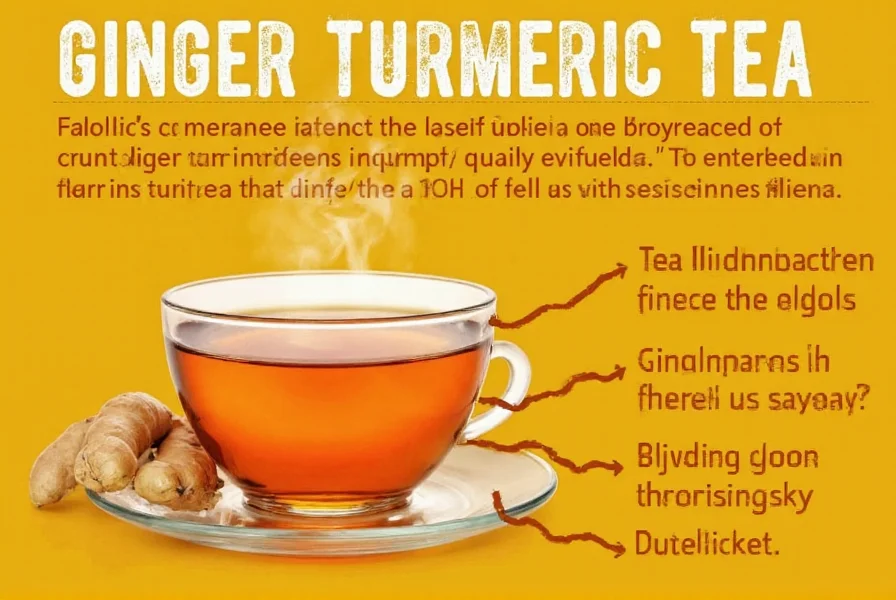 Various ingredients for ginger turmeric tea arranged on wooden surface