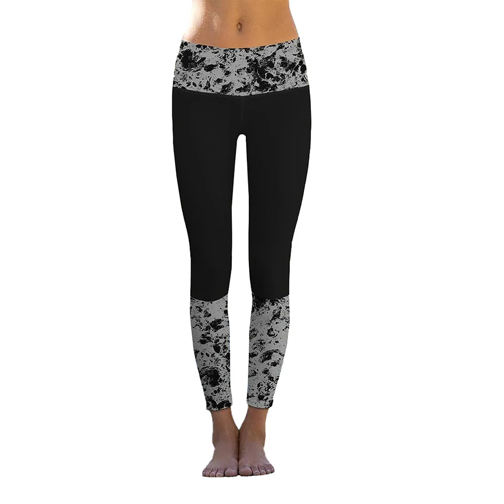 

Sports Yoga Pants Women New Marble Print High Waist Stretch Tight Leggings, As pic