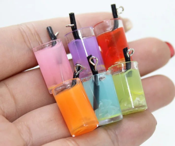 

new design orange Lemon fruit juice cup drink pendant charms DIY colorful resin fruit juice drink charms for kids jewelry making, As picture