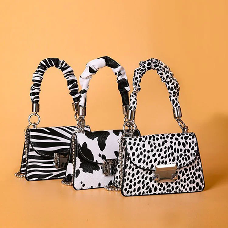 

Women's handbag new small square lock single shoulder cross-body bag, Zebra,leopard,cow