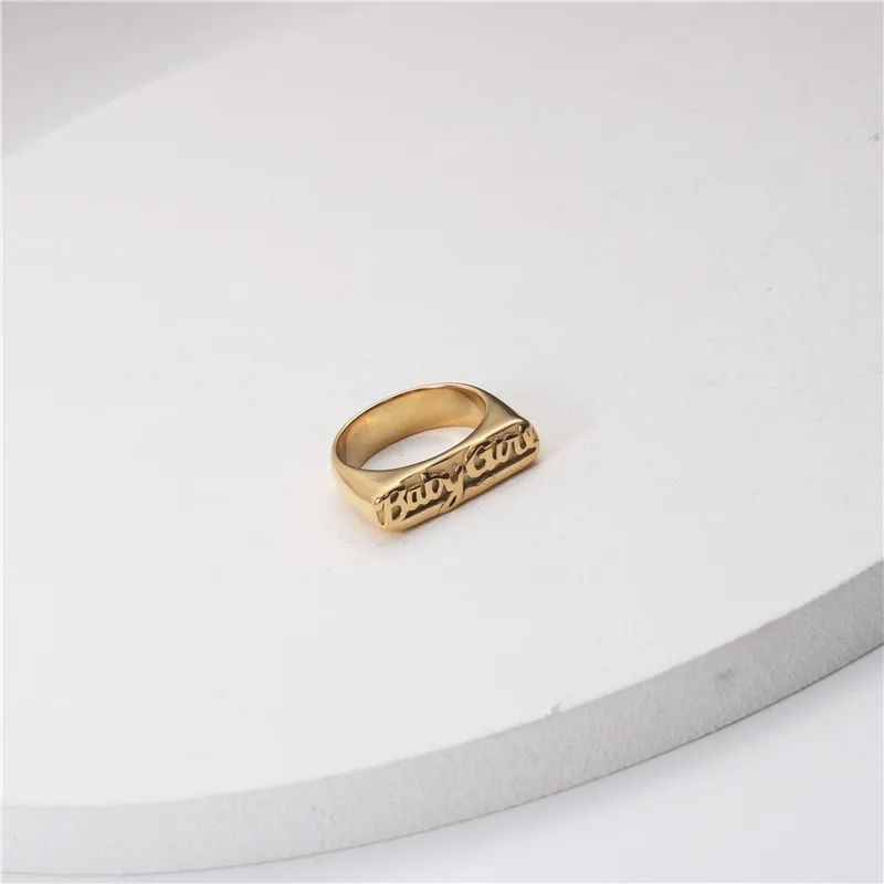 

High End 18K PVD Gold Plating BABY GIRL Band Ring Stainless Steel Jewelry Wholesale Tarnish Free