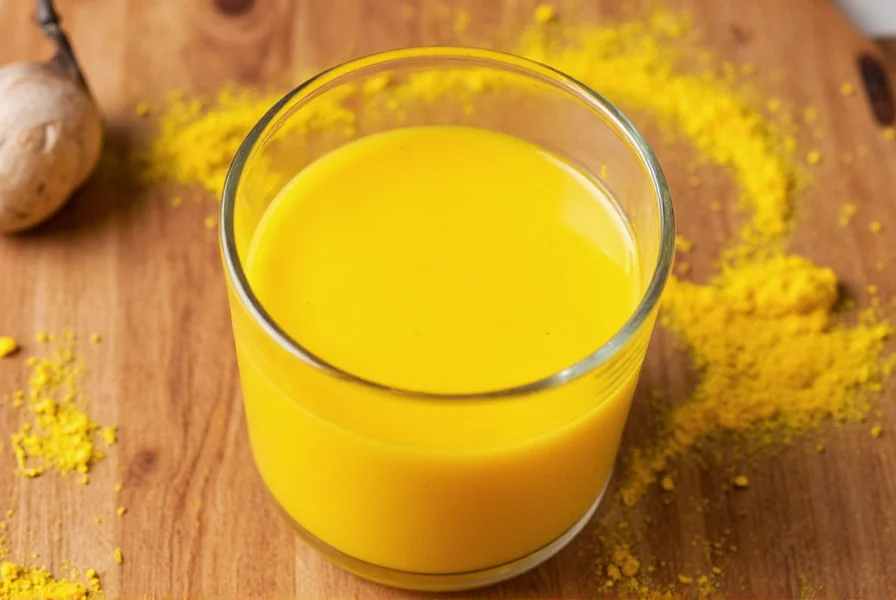 Turmeric root, cinnamon sticks, and black pepper on wooden background