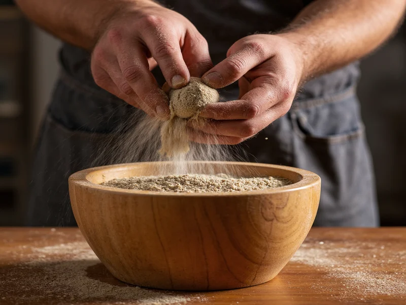 Mixing grindstone compound in wooden container