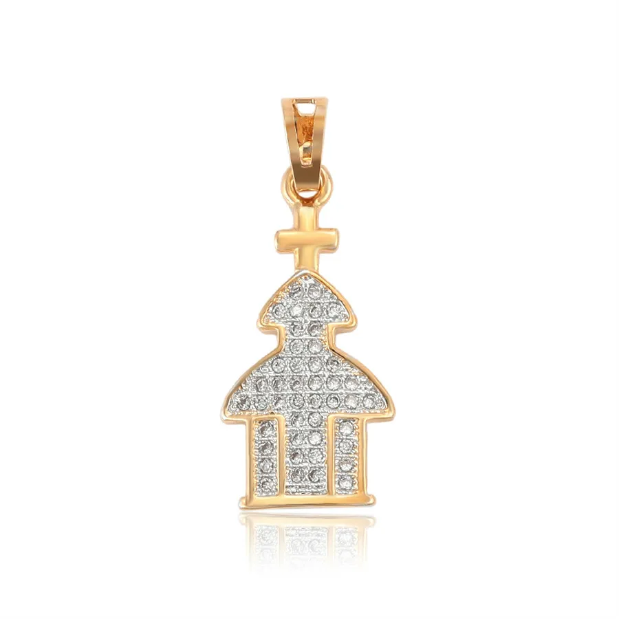 36178 Xuping Jewelry Religion Series Environment-friendly Copper Cross Church Synthetic CZ Neutral versatile pendant