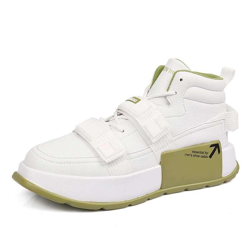 

Ziitop PU High-Top Board Shoes Other Trendy Soft Platform Shoes Sports Sneakers Men's Casual Shoes, White/black