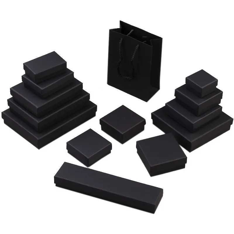 

2019 NEW 1pcs Jewelry package ,Big different size Black Kraft paper For earring/ring /bracelet jewelry bag/ box A58