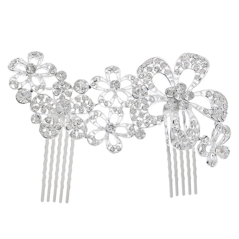 

Fashion Trendy New Designed Silver Alloy Rhinestone Bride Hair Pin Hair Comb Wholesale Party Decoration Wholesale, Multiple