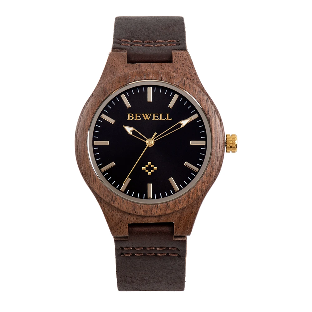 

Newest Leather Band Walnut Wooden Watch Unique Minimalist Unisex Watch