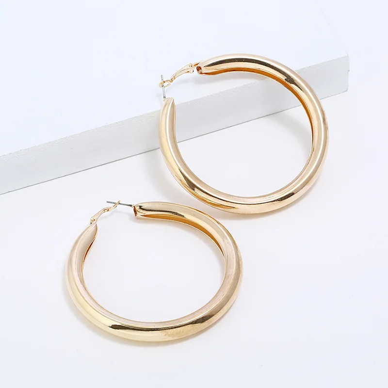 

Shangjie OEM Anillo big circle gold filled earrings for women 2021 metal earrings large hoop ladies earrings, Gold/sliver