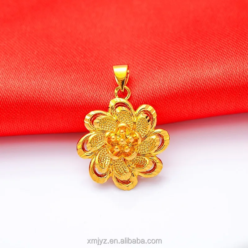 

Brass Gold Plated Alluvial Gold Pendant New Women's Fashion Happy Lucky Flower Pendant Simple Delivery Ornament Supply